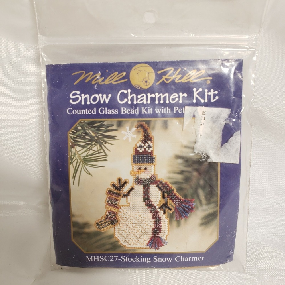 NEW Stocking Snow Charmer Beaded Christmas Ornament Kit Mill Hill 2001 Snowman